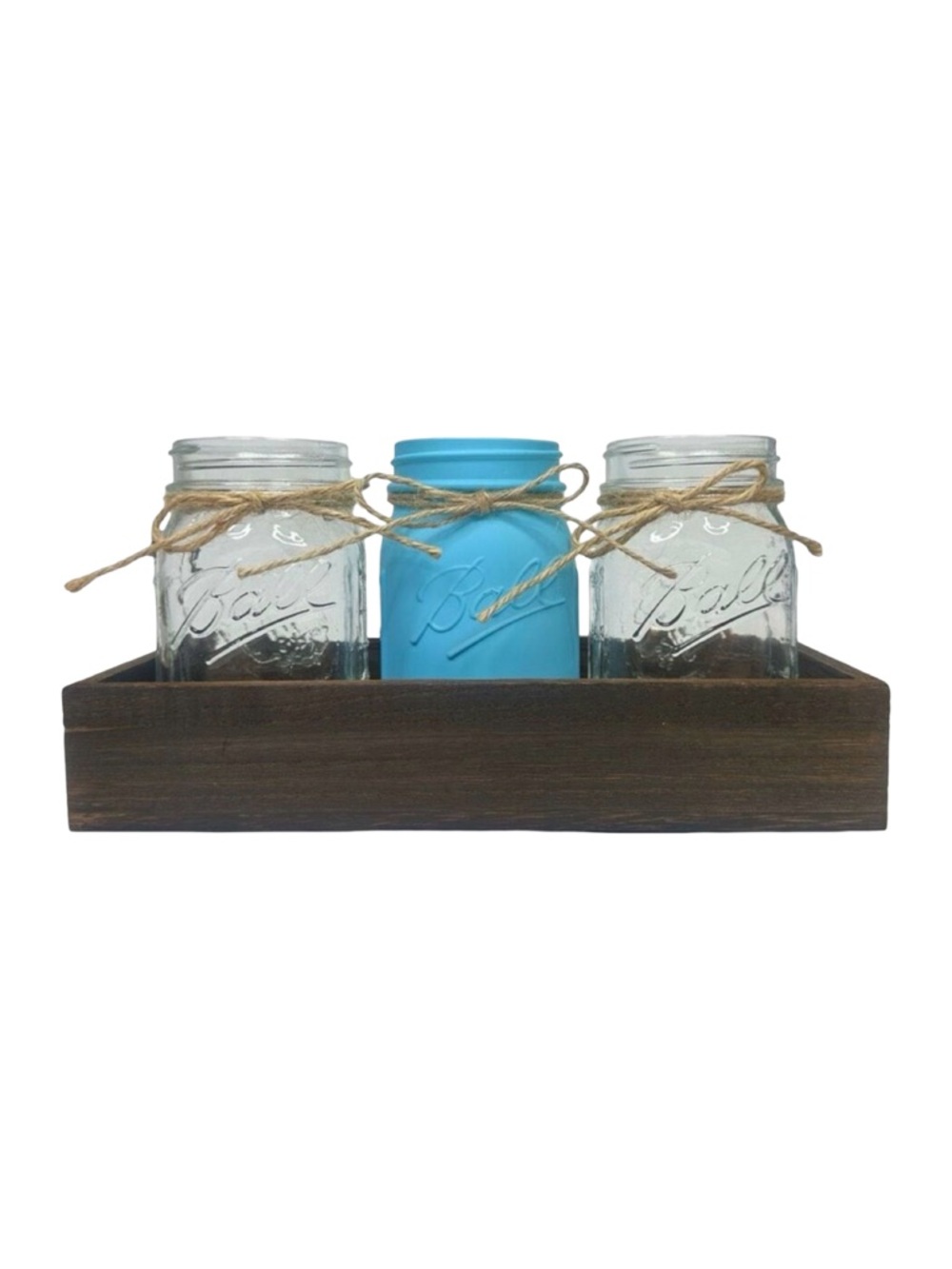 Painted Mason Jars Flatware Caddy Decor Centerpiece